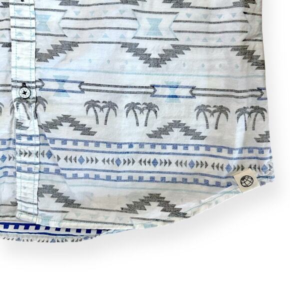 FREE PLANET SouthWestern Button Up Shirt Aztec Hippie Y2K Skate Beach Kidcore - Picture 5 of 10